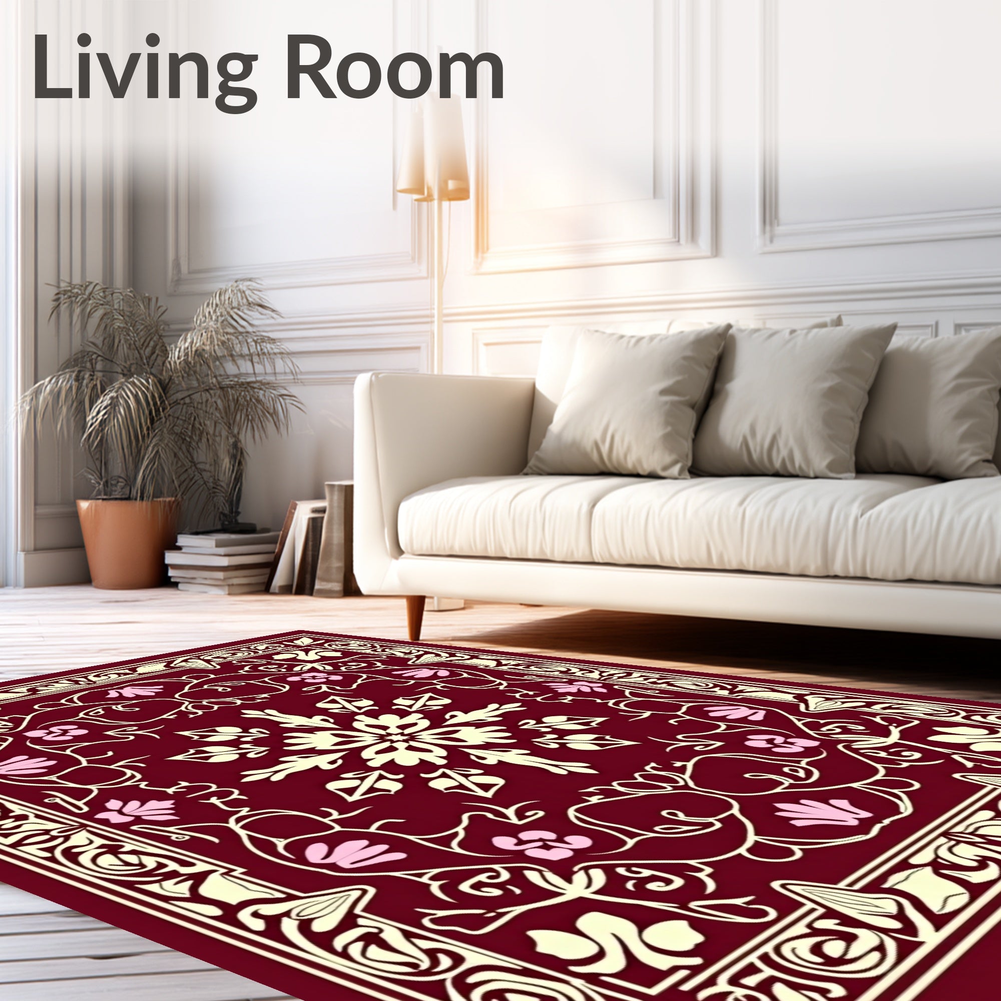 Ornate Floral Scrollwork Pattern Rug