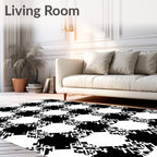 Distorted Checkered Abstract Pattern Rug