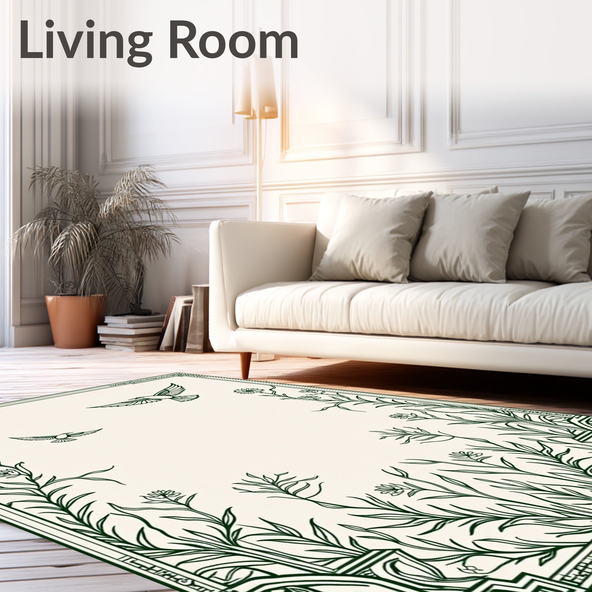 Flying Birds Floral Art Nouveau Rug