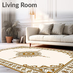Geometric Starburst Floral Border Pattern Rug