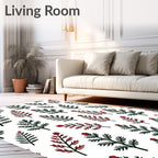 Dark Pine Red Berry Botanical Sparse Rug