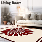 Geometric Red Floral Mandala Design Rug