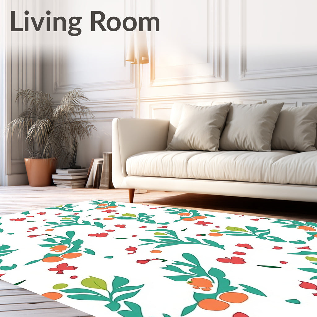 Fruity Floral Branch Pattern Rug
