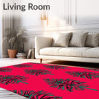 Bold Teal Burgundy Floral Pattern Rug