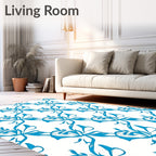 Dynamic Blue Abstract Floral Pattern Rug