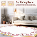 Ornate Pink Gold Floral Design Rug