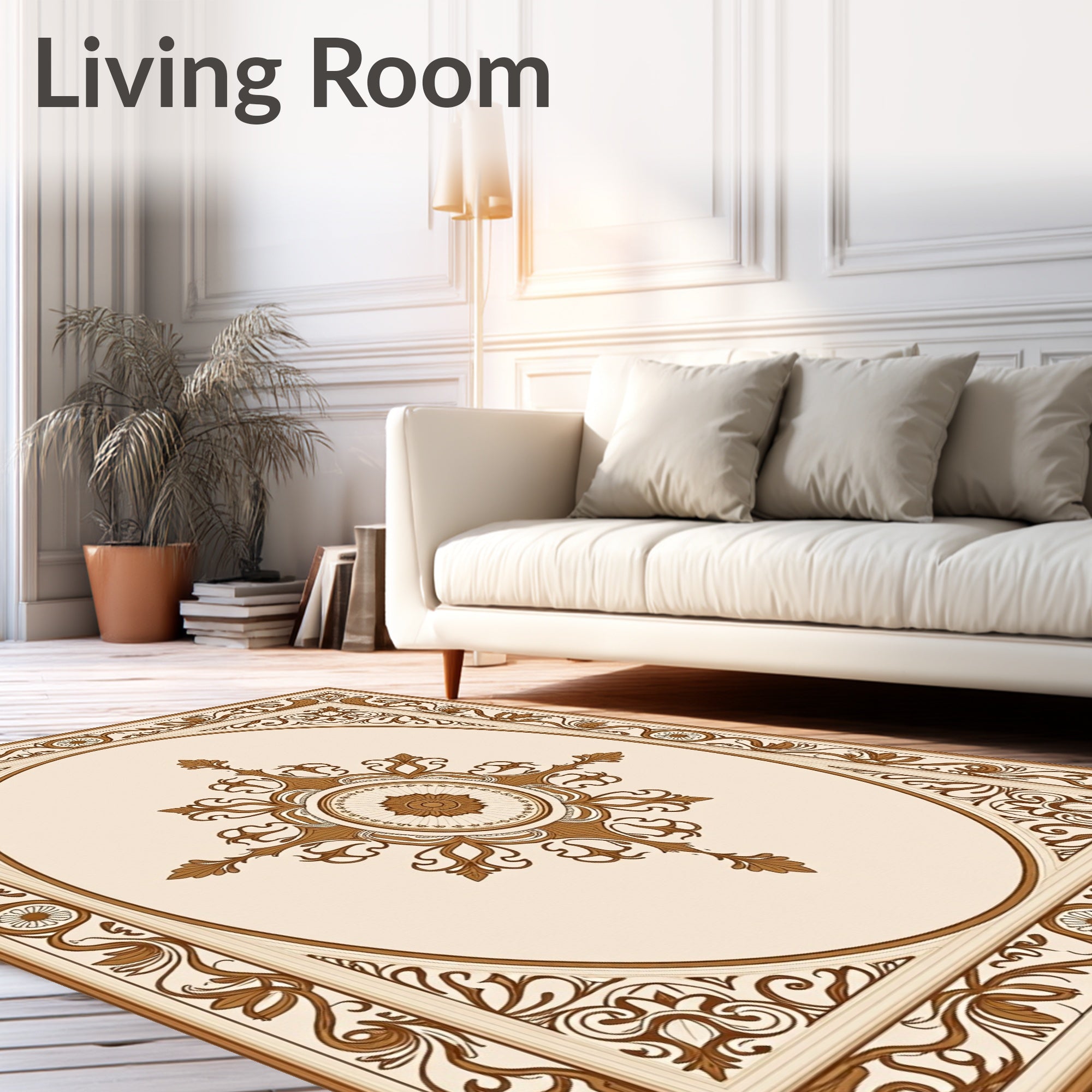 Ornate Floral Scrollwork Patterned Rug
