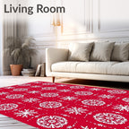 White Snowflake Floral Pattern Rug