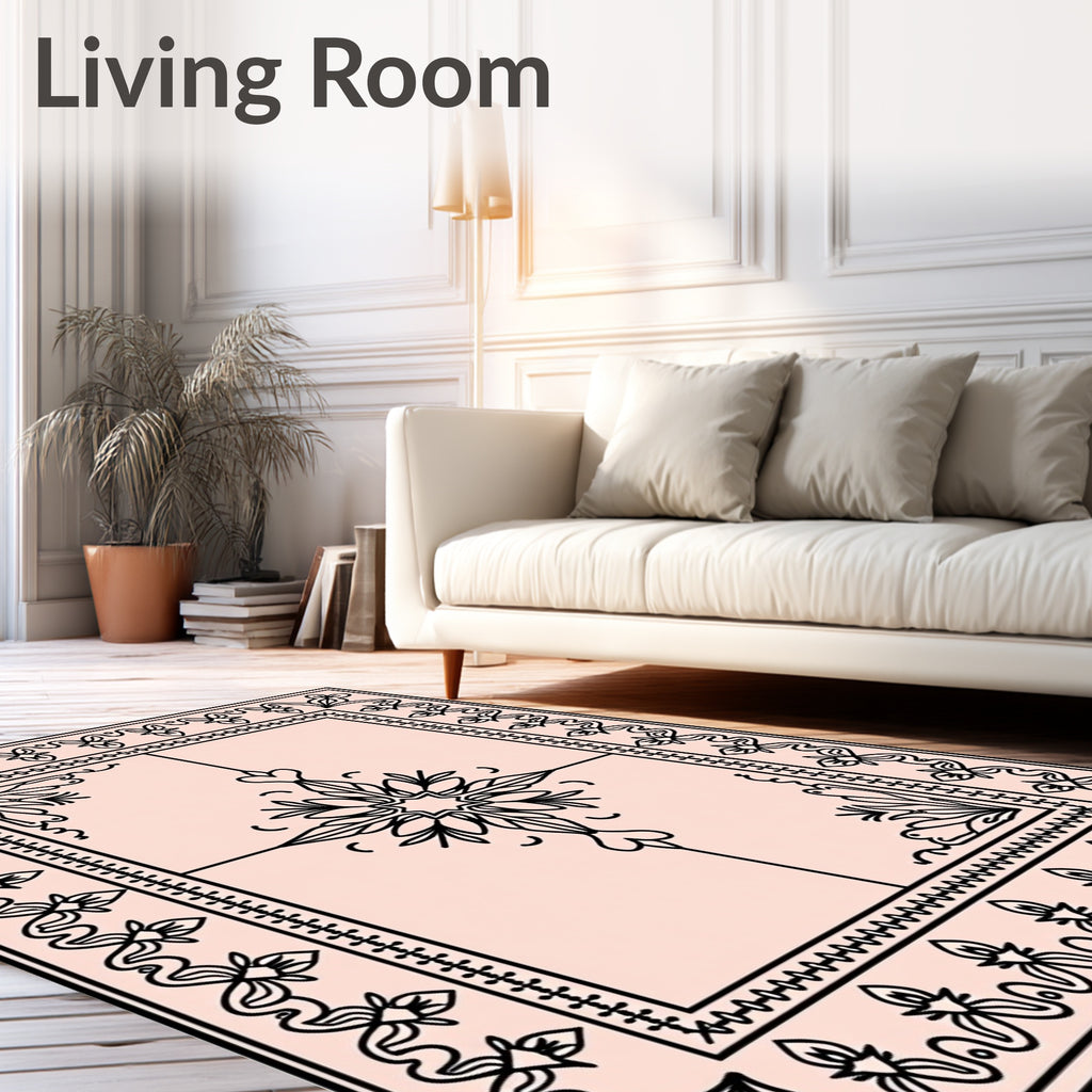 Delicate Floral Heart Pattern Rug