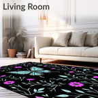 Floral Butterfly Vine Pattern Rug