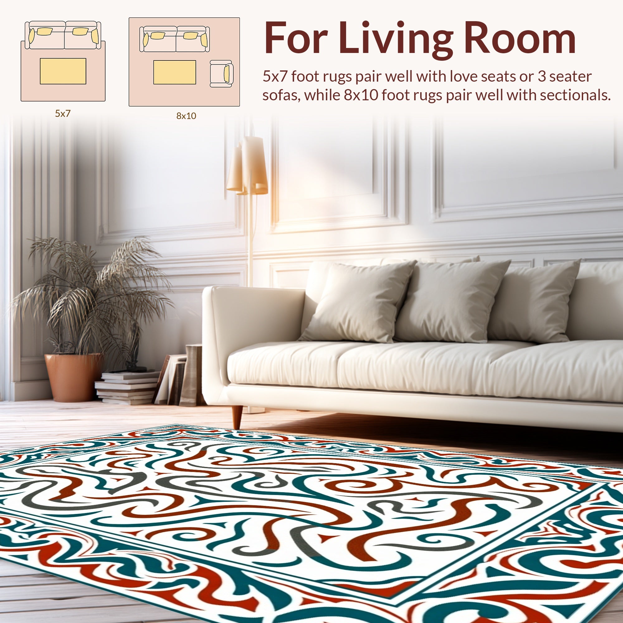 Curlicue Border Abstract Style Rug