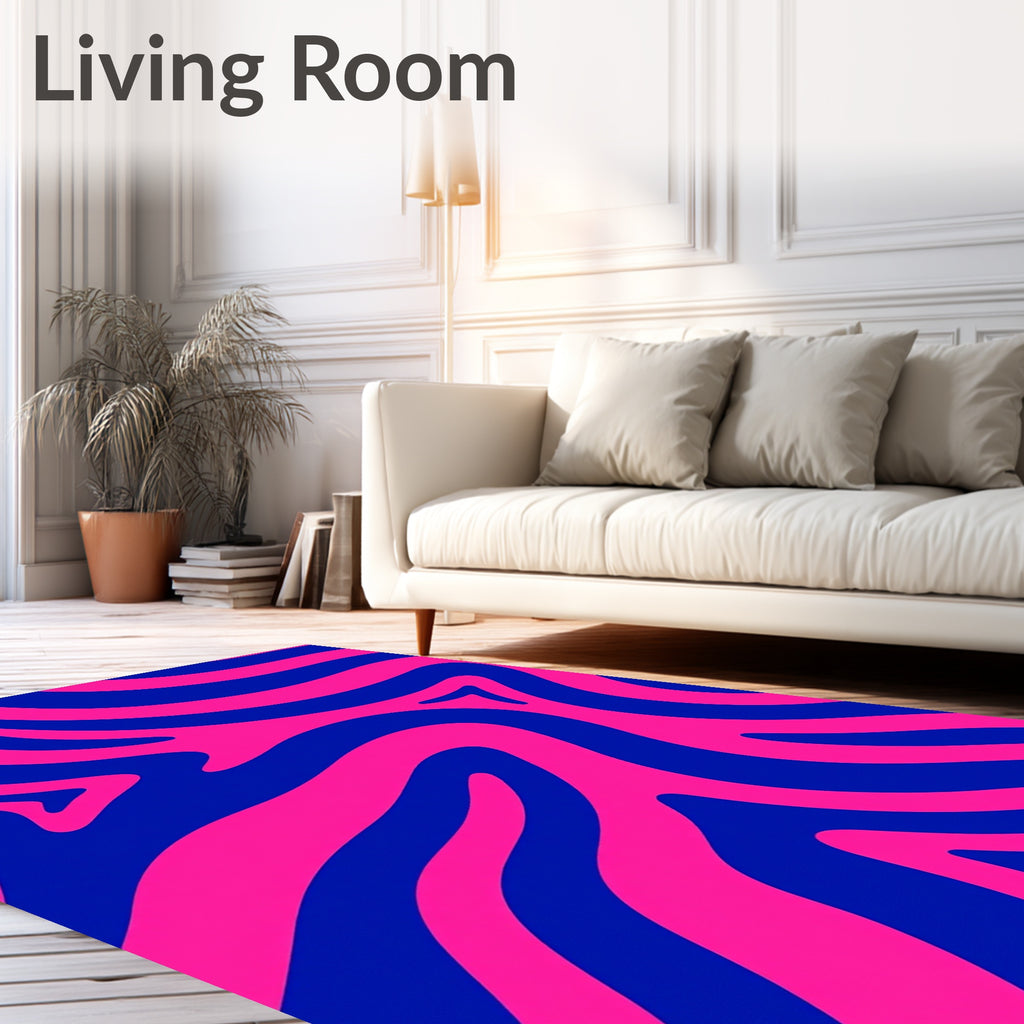 Vibrant Pink Blue Swirl Pattern Rug