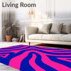 Vibrant Pink Blue Swirl Pattern Rug