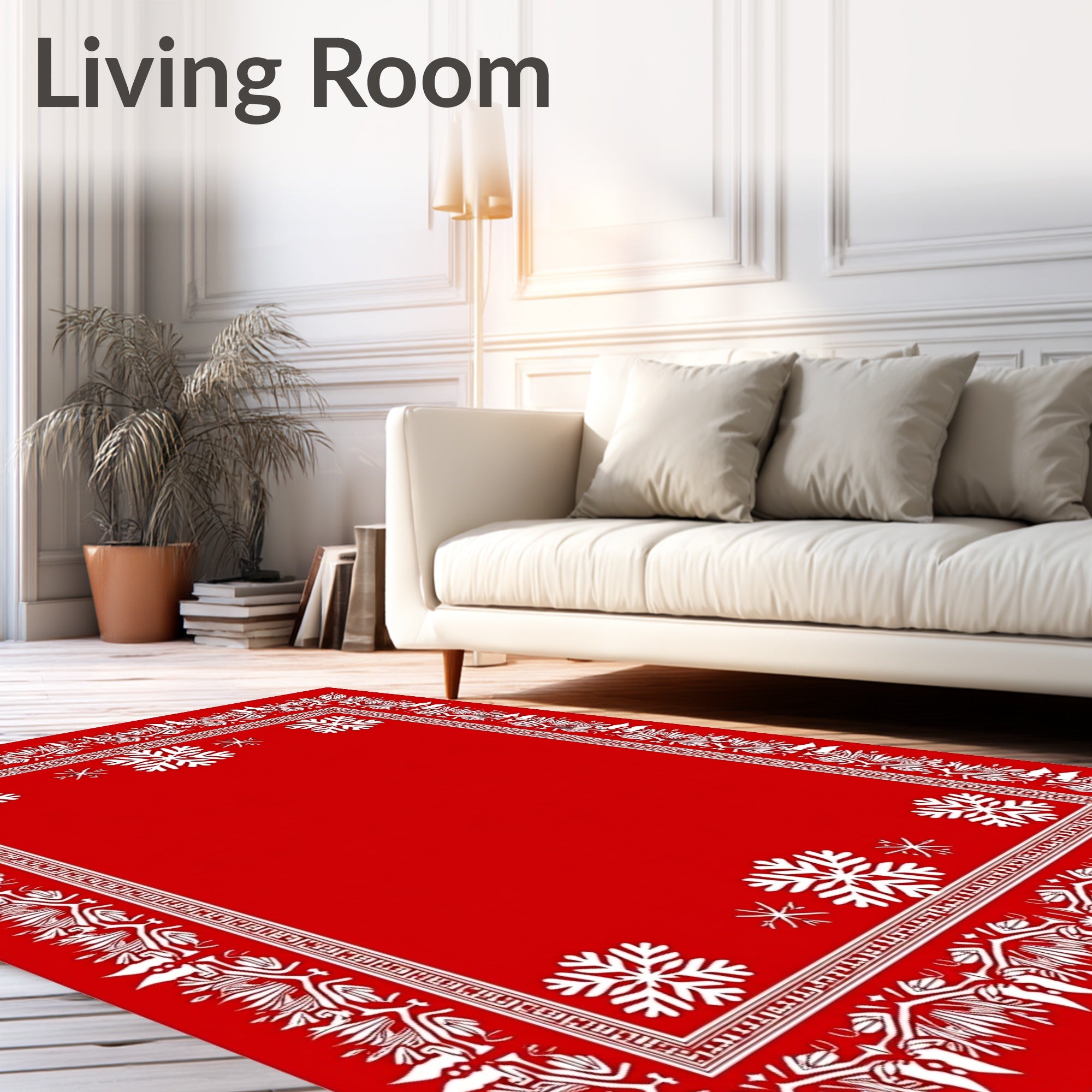 Winter Wonderland Snowflake Border Rug