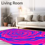 Vibrant Pink Blue Swirl Starburst Rug