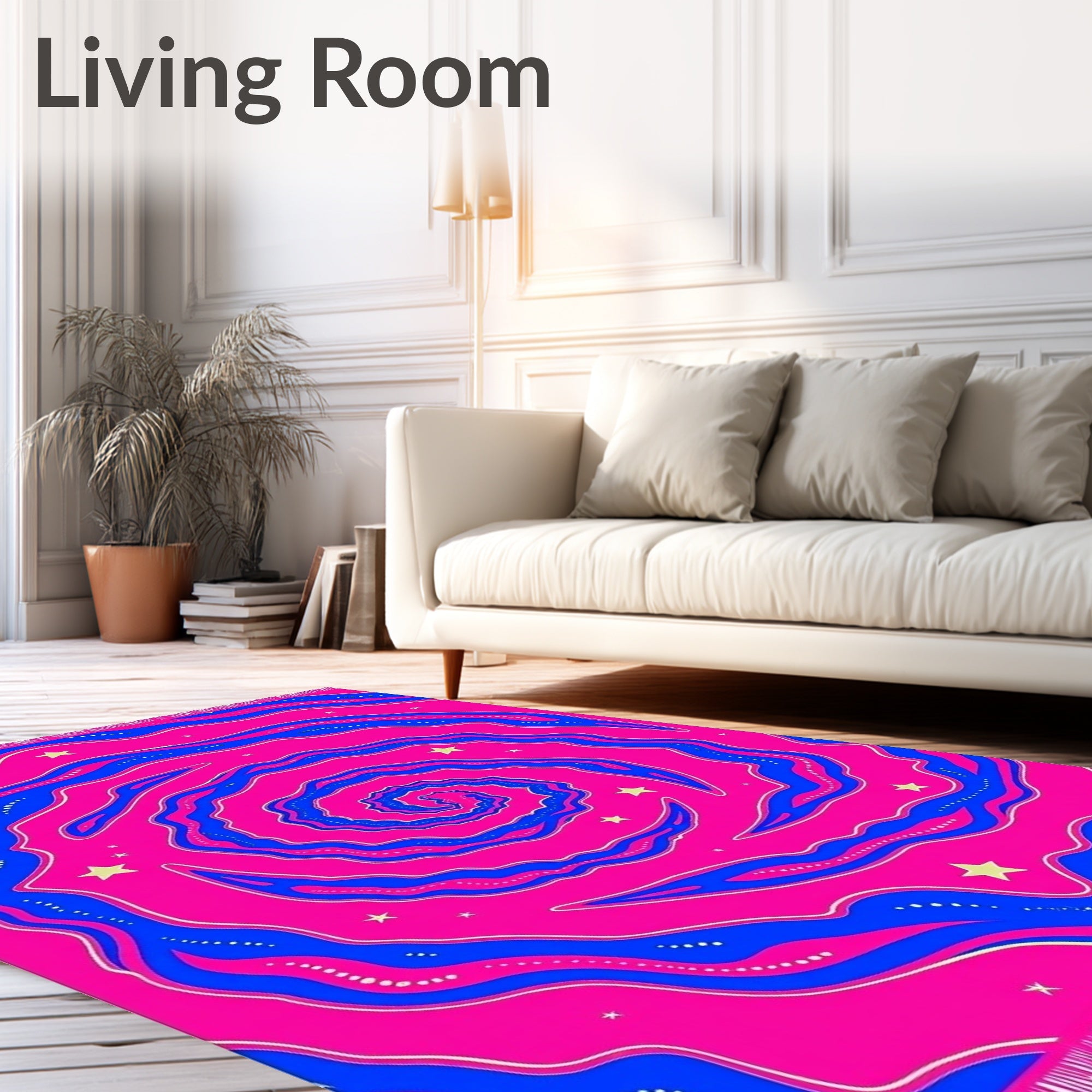 Vibrant Pink Blue Swirl Starburst Rug