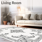 Classic Floral Scrollwork With Geometric Detail Rug