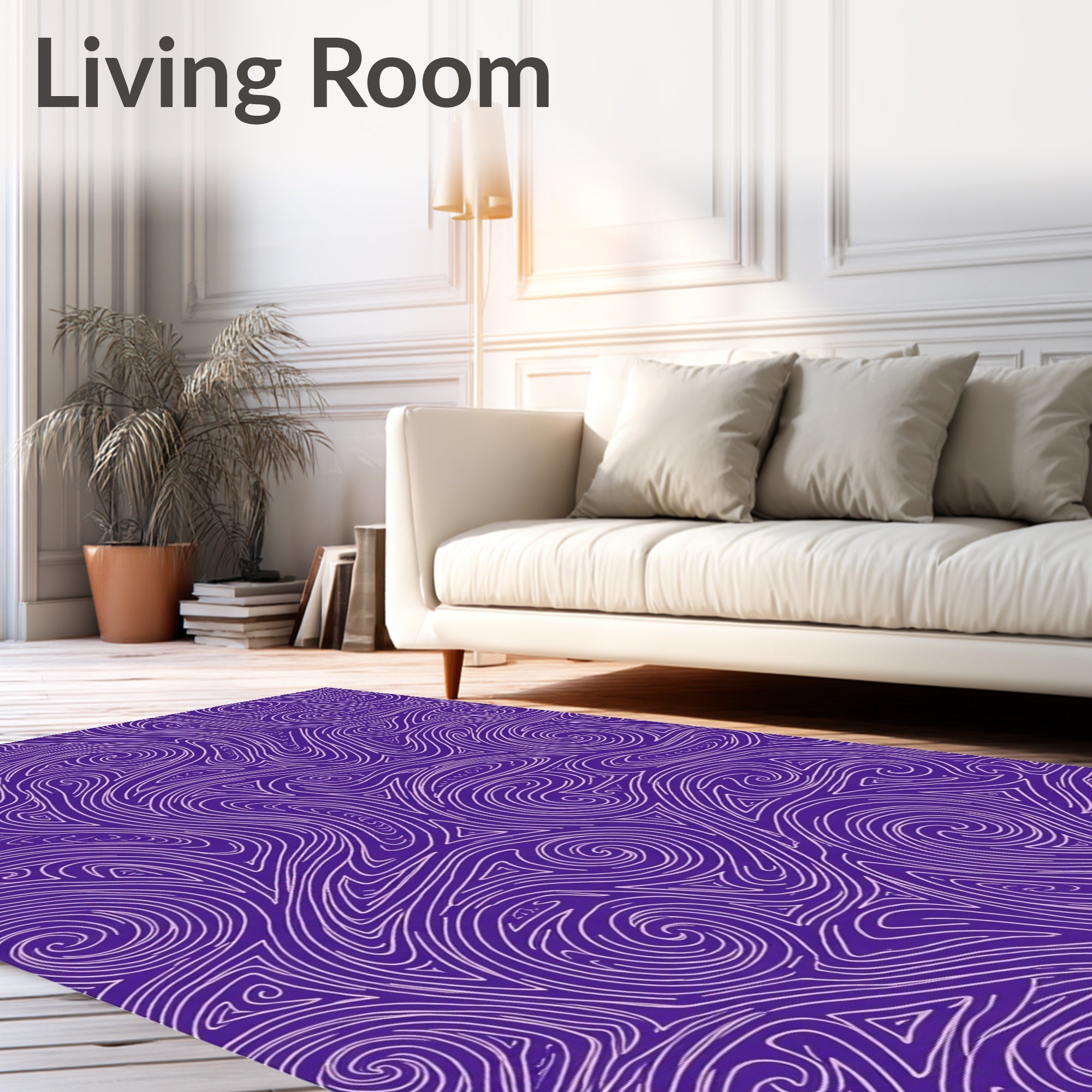 Abstract Swirl Pattern With Purple Tones Rug