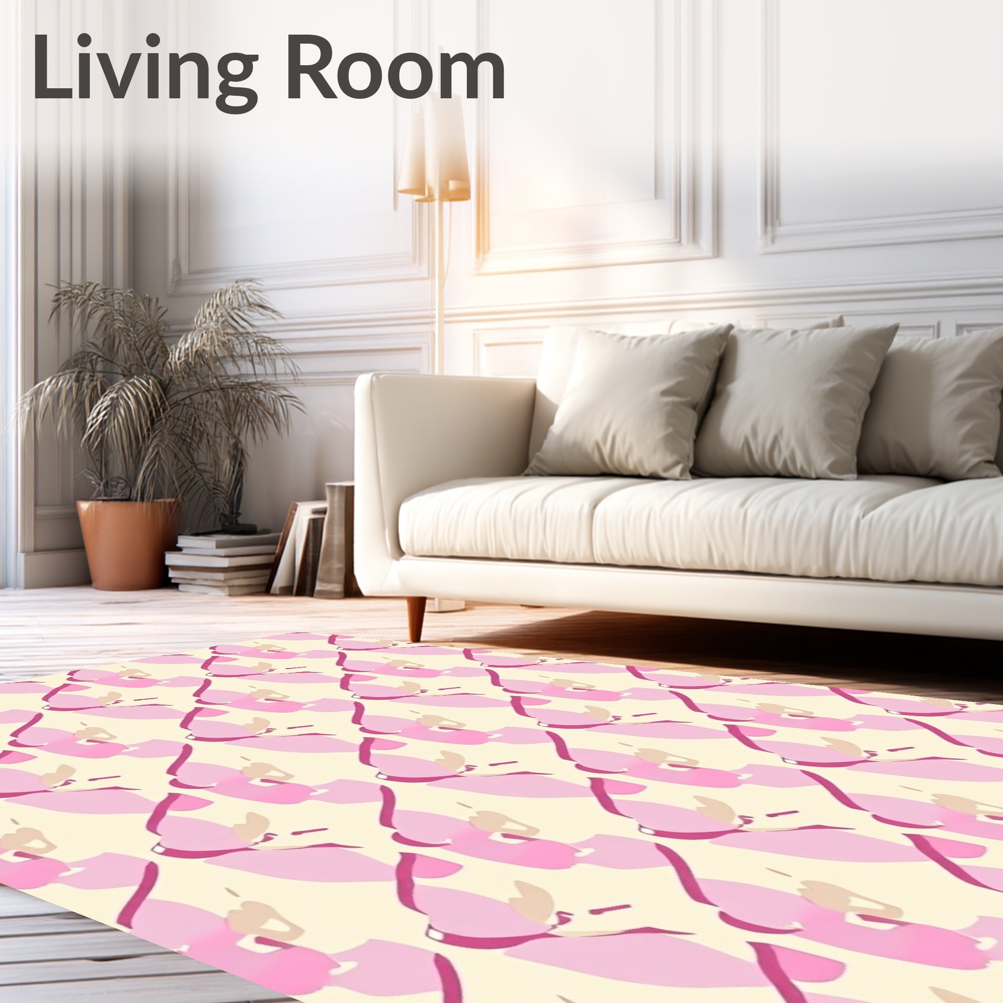 Abstract Pink Swirls Pattern Design Rug