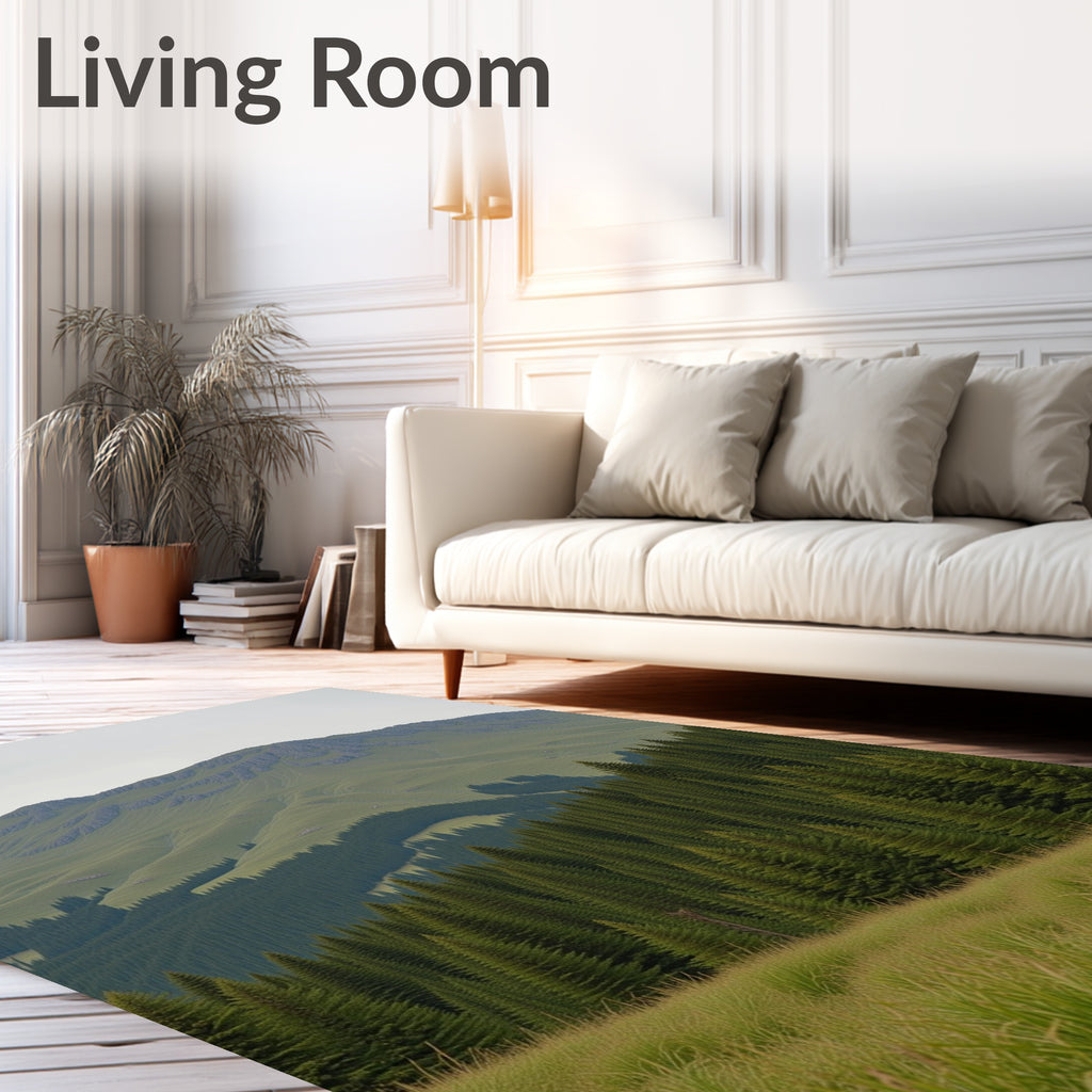 Green Mountain Landscape Pattern Rug