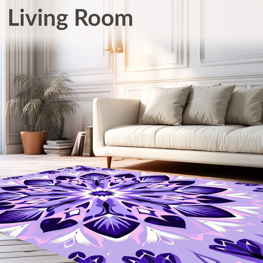 Purple Floral Mandala Pattern Rug