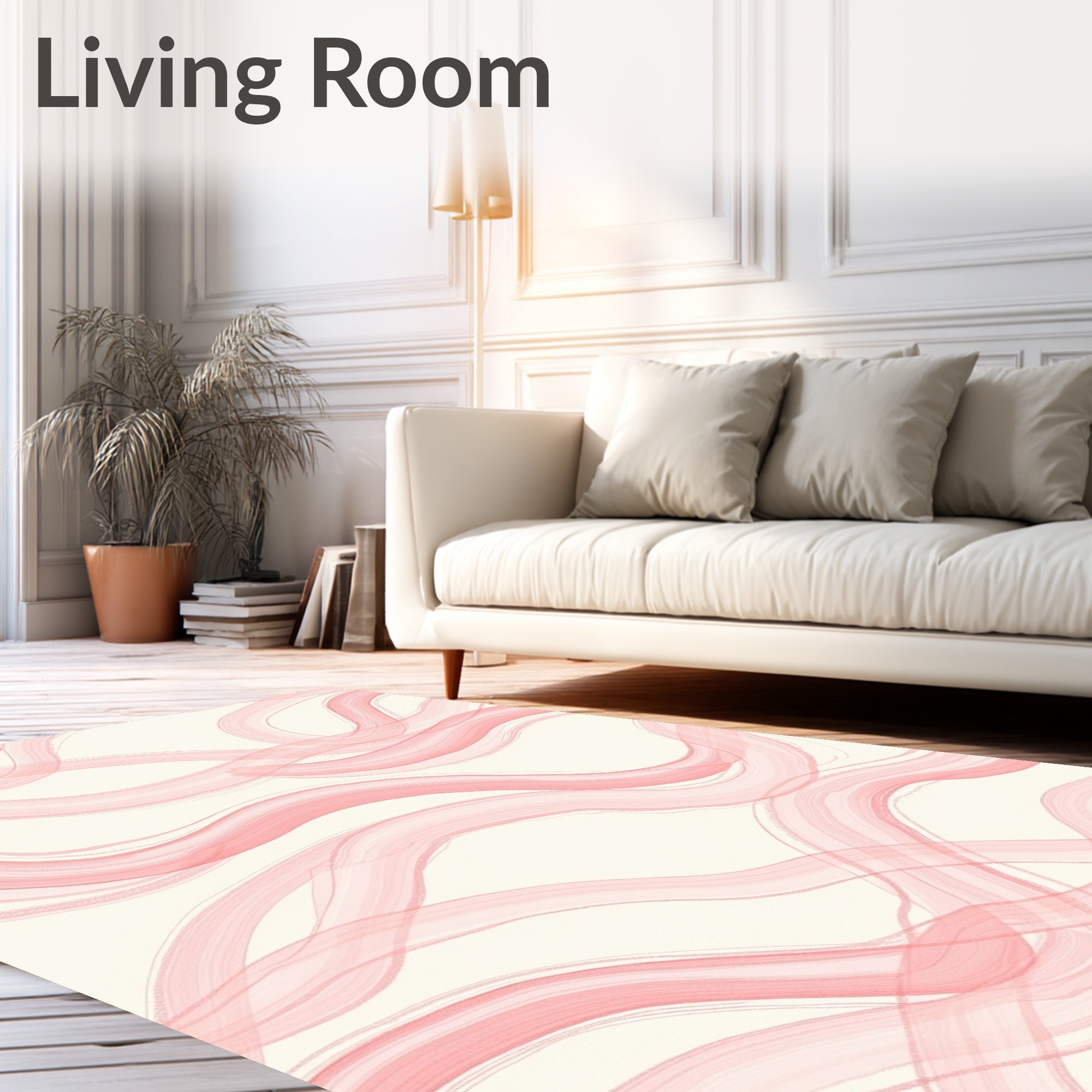 Soft Pink Brushstroke Swirls Rug