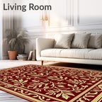 Ornate Cream Golden Floral Vines Rug