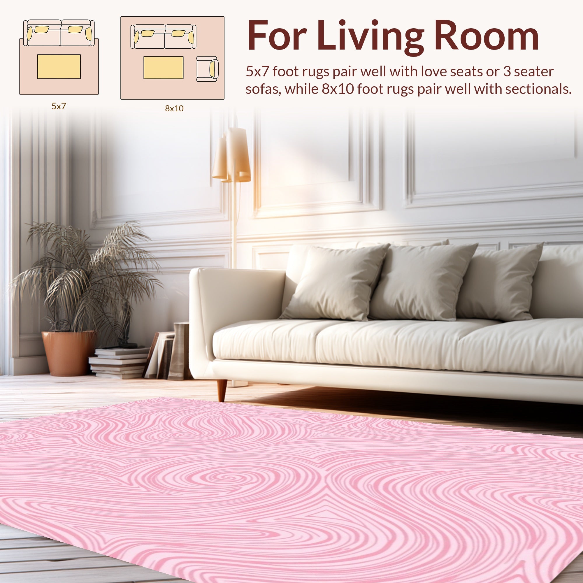 Pink Swirl Abstract Linear Pattern Rug