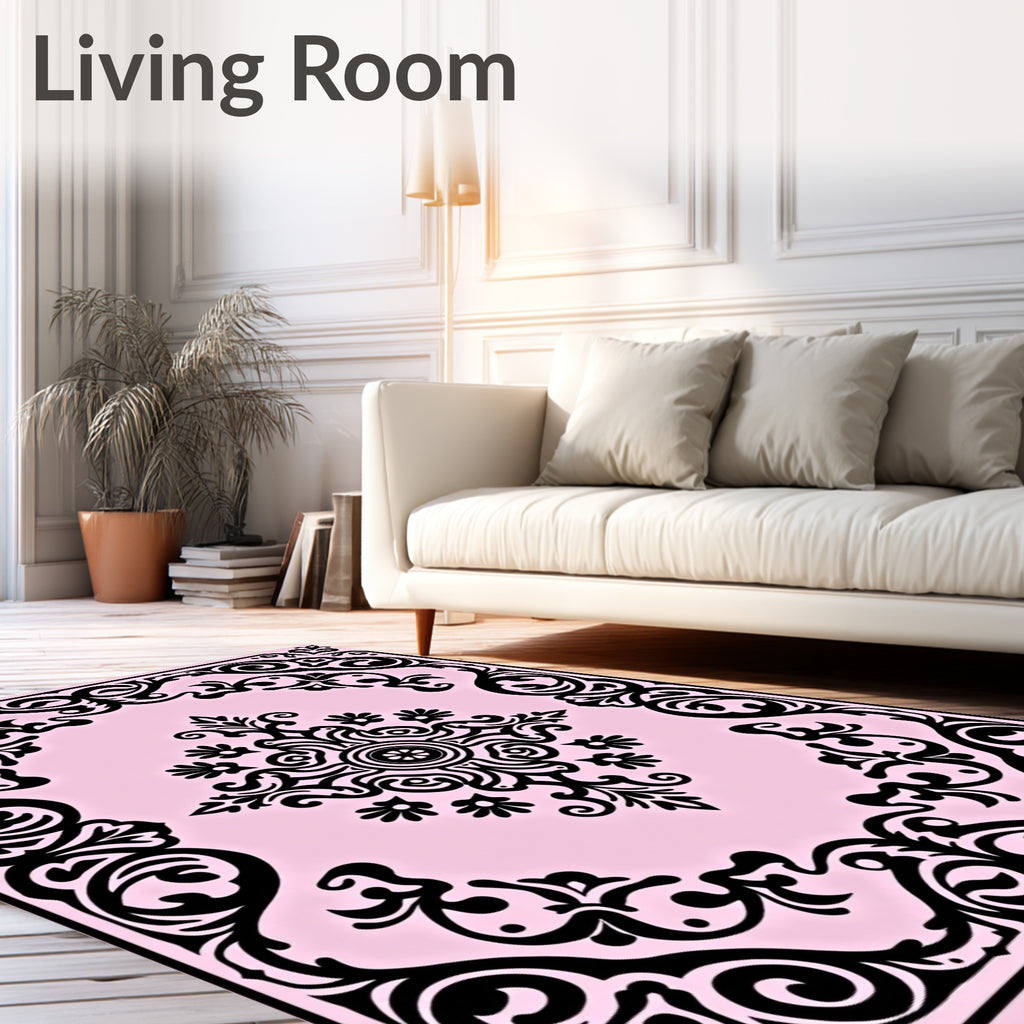 Classic Scrollwork Floral Border Design Rug
