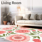 Pink Floral Pattern Wallpaper Design Rug