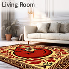 Red Fox Floral Border Design Rug