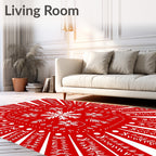 Red Festive Snowflake Pattern Rug
