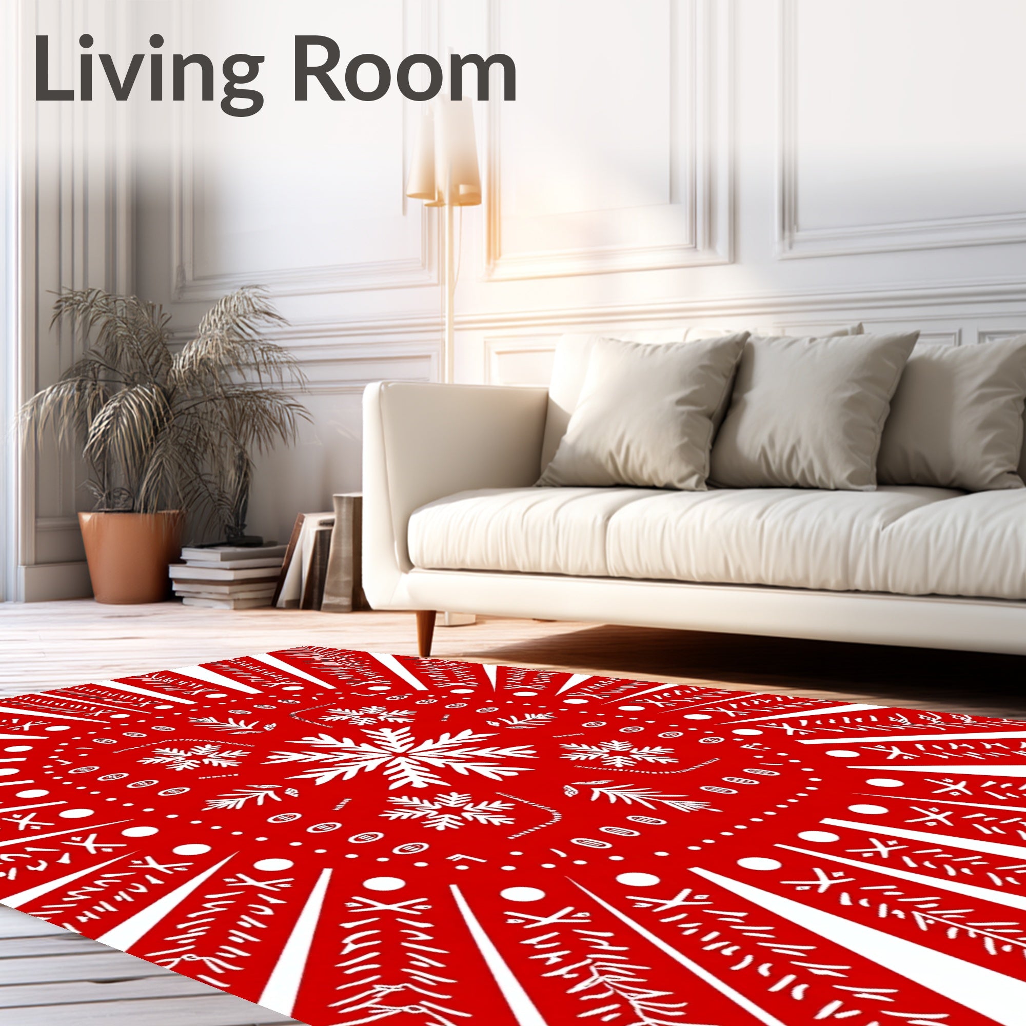 Red Festive Snowflake Pattern Rug