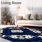 Classic White Gold Floral Pattern Rug