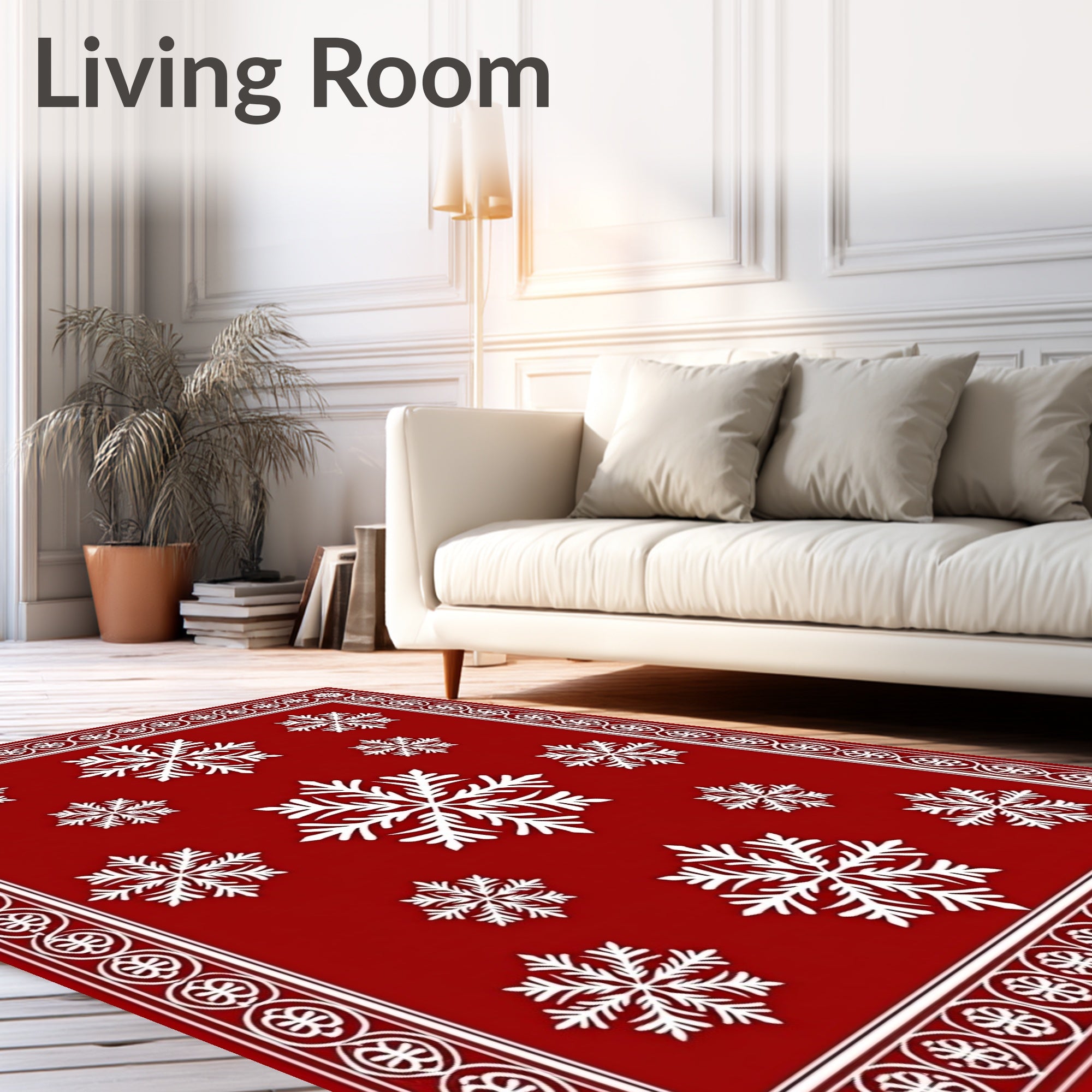 Red Snowflake Festive Pattern Rug