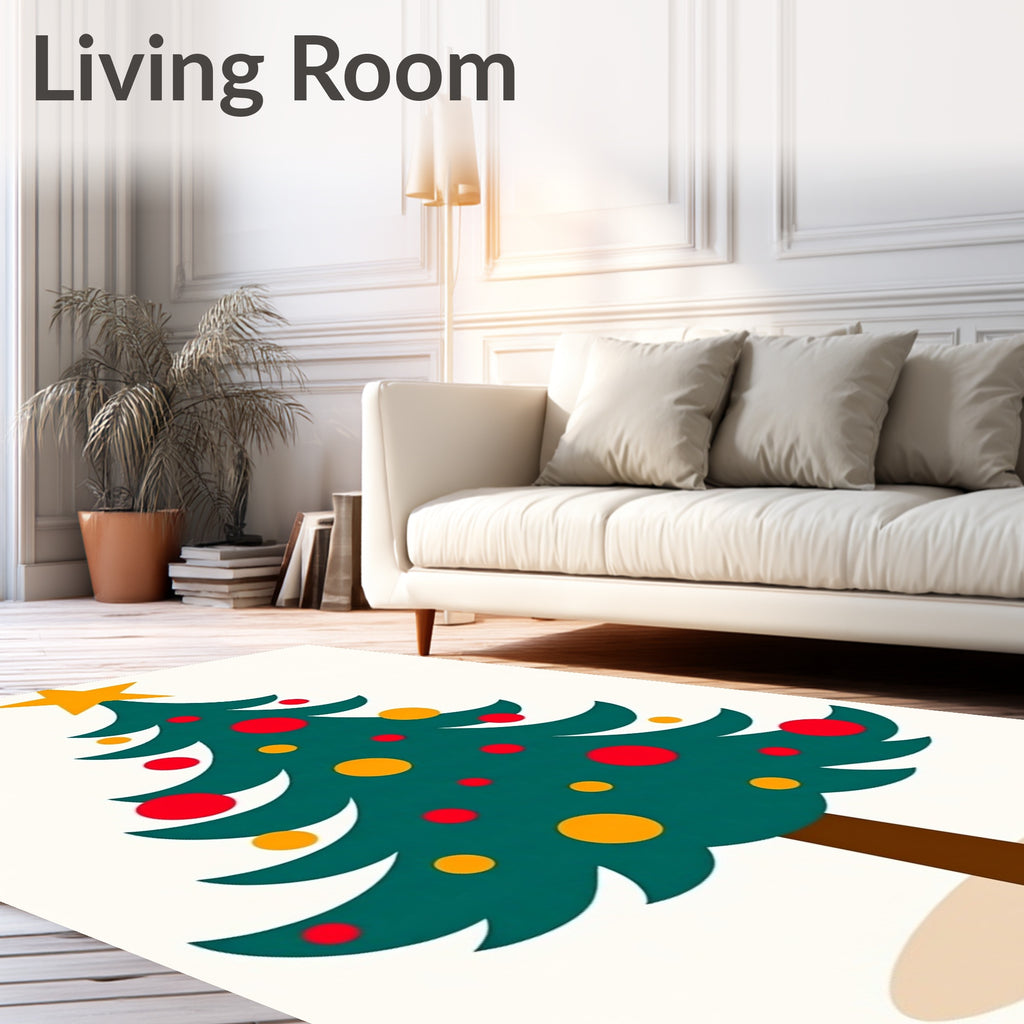 Festive Christmas Tree With Ornaments Design Rug