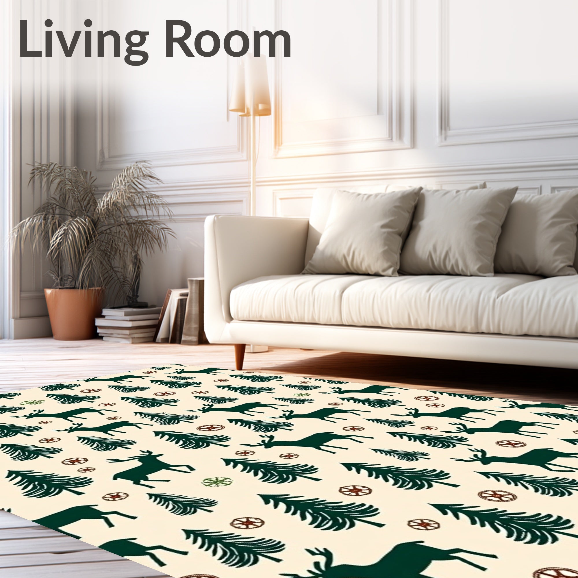 Forest Deer Tree Pattern Design Rug