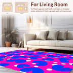 Bold Blue Organic Shapes On Pink Rug