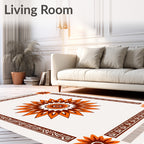 Geometric Sunburst Tile Frame Rug