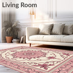 Pink Floral Medallion Decorative Rug