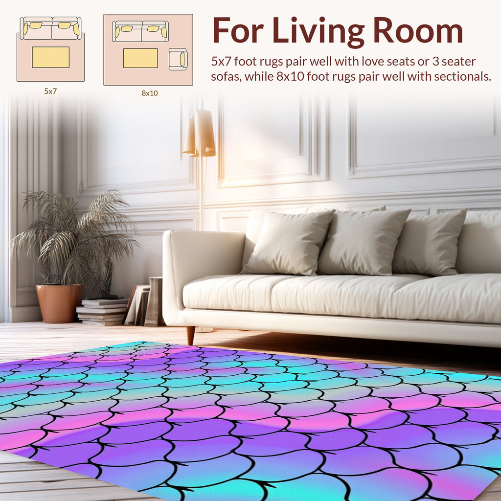 Iridescent Scale Pattern with Black Outline Rug