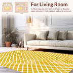 Golden Grid Abstract Pattern Rug