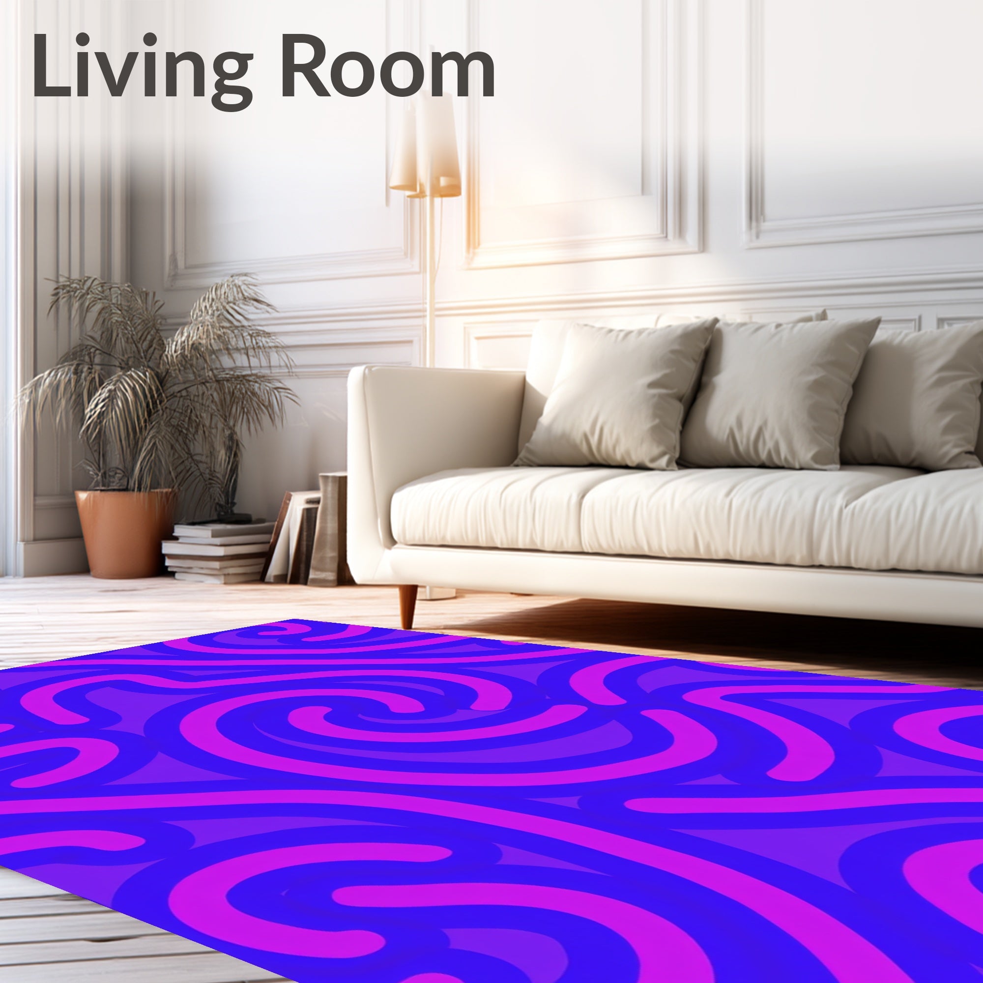 Swirling Pink and Purple Abstract Pattern Rug