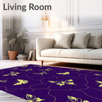 Yellow Butterflies With Network Pattern Rug
