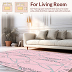 Ornate Pink Blue Pastel Scrollwork Rug
