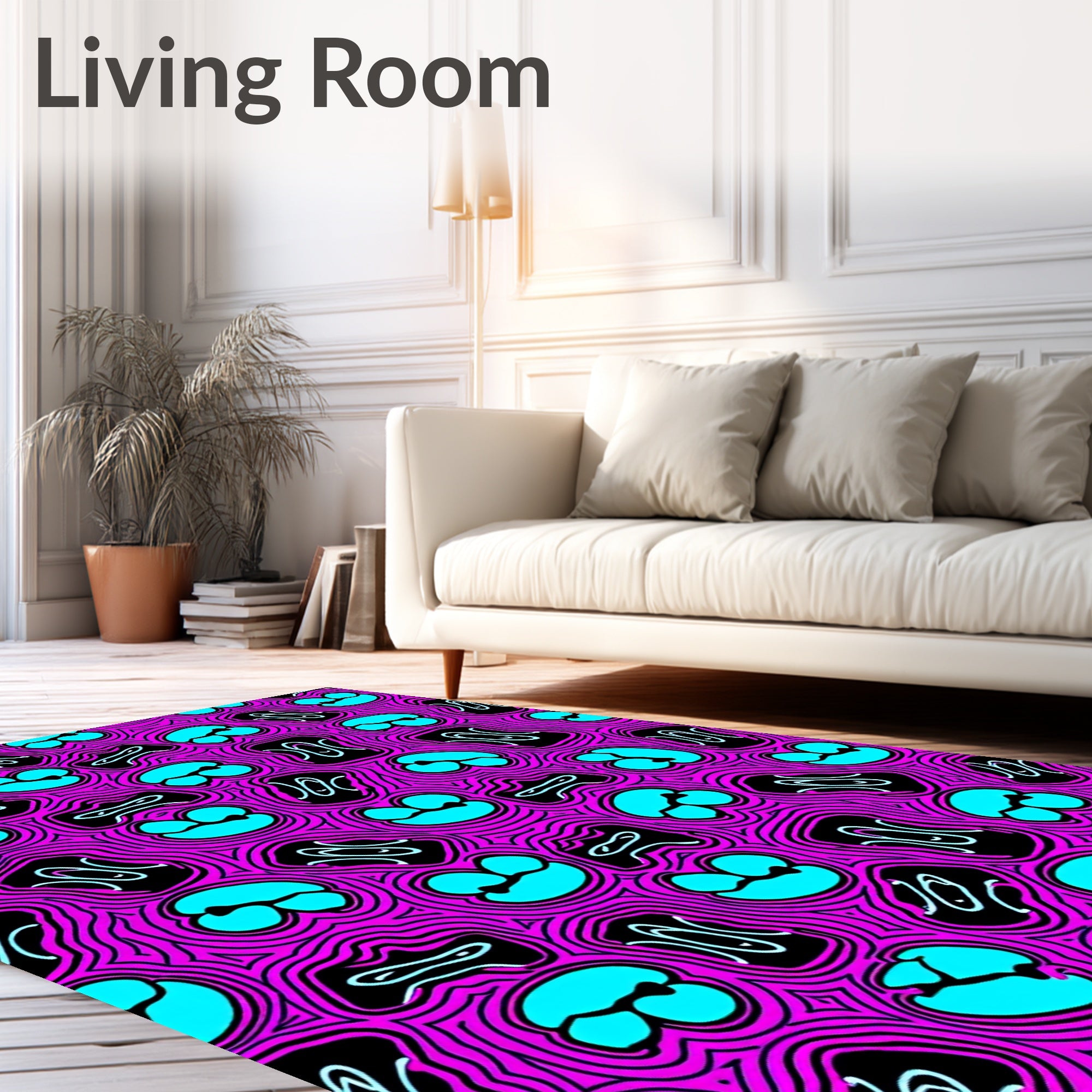 Bold Pink Blue Abstract Pattern Rug