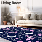 Midnight Celestial Butterfly Pattern Rug