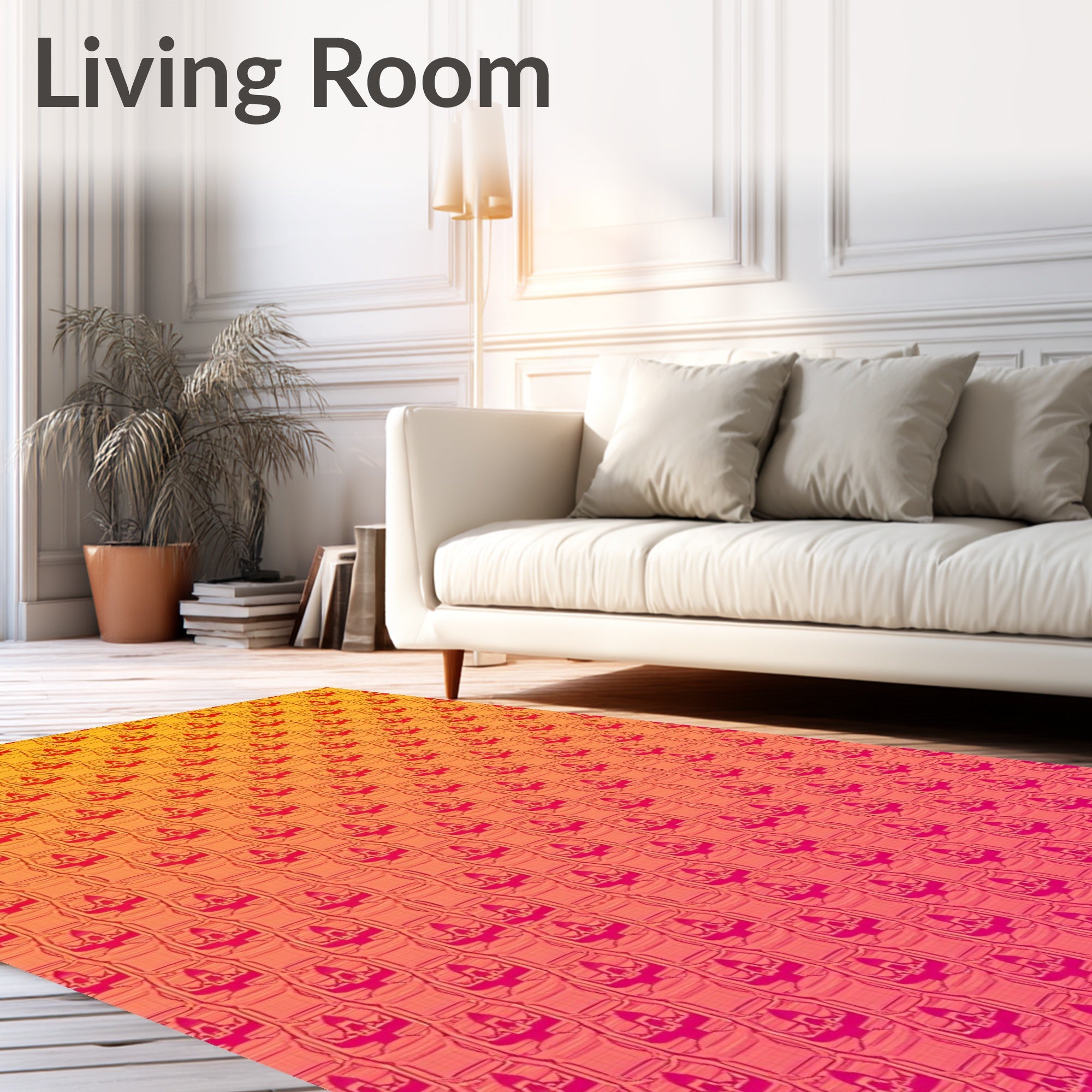 Red Tribal Pattern Gradient Rug