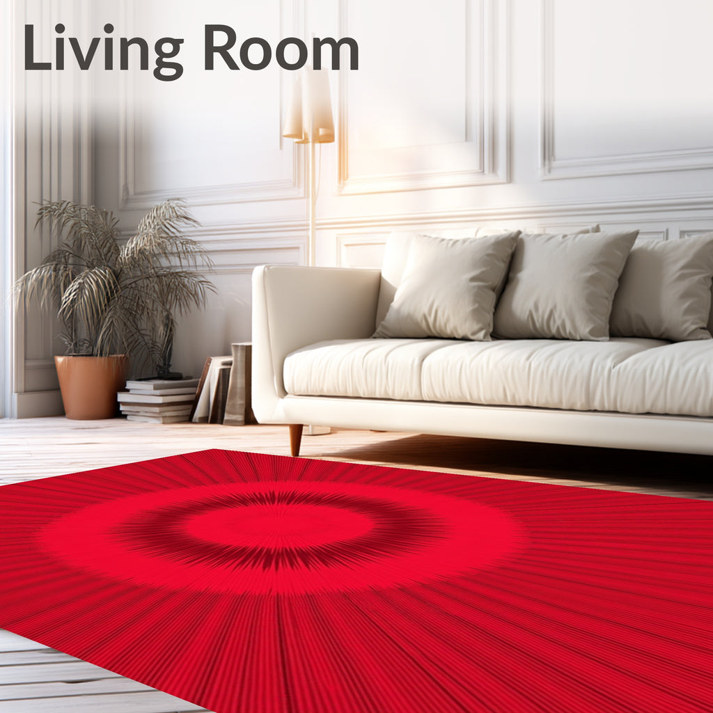 Concentric Red Line Pattern Rug