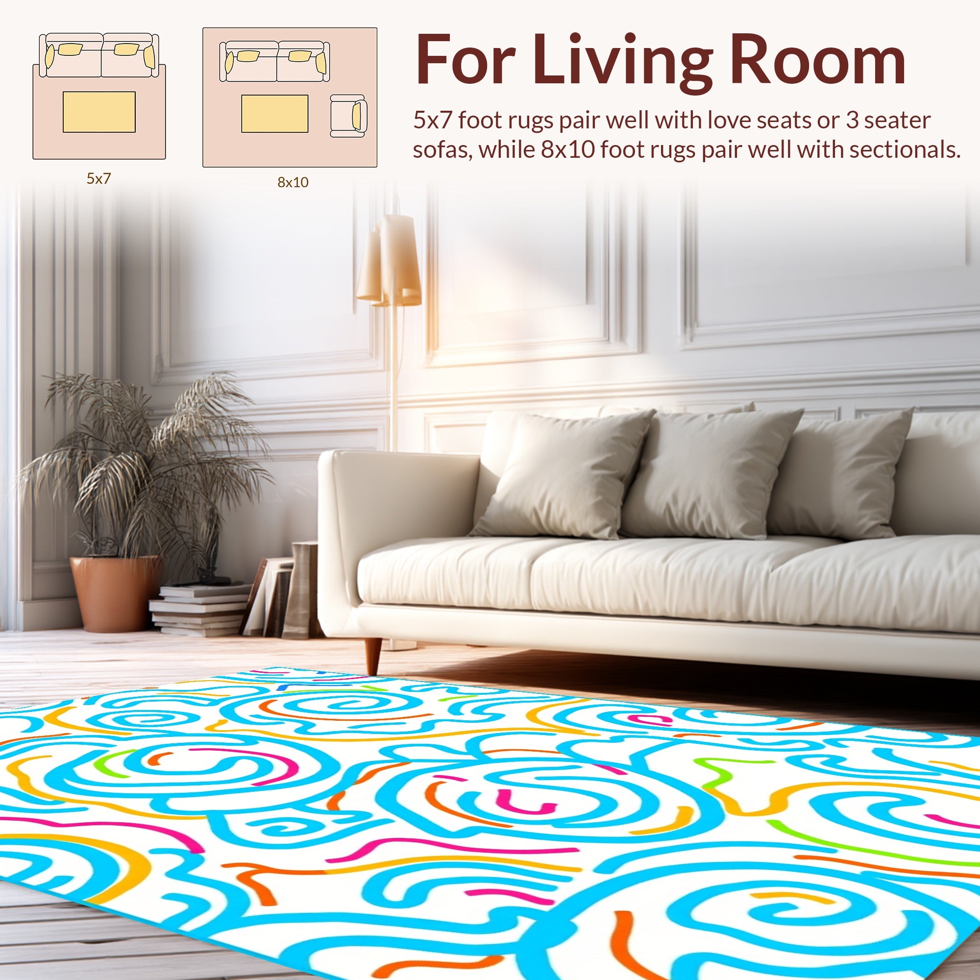 Whimsical Swirls Abstract Pattern Rug